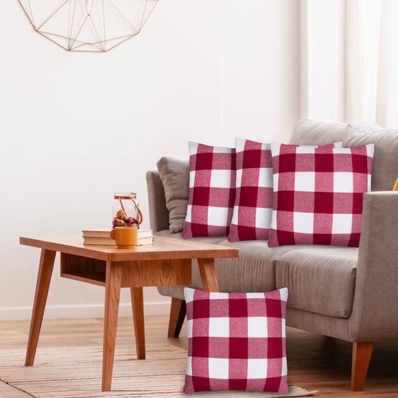 Set of 4 Farmhouse Buffalo Check Plaid Pillow Covers 20 x 20 - Picture 6 of 6